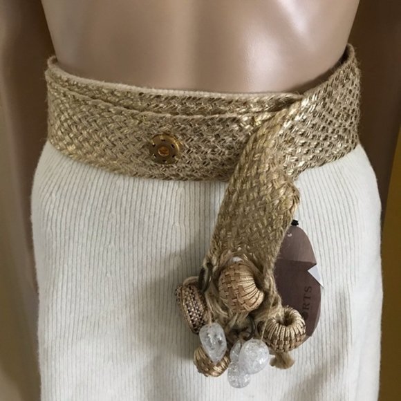 Ports 1961 Moonstones & beads jute woven belt - Picture 2 of 8
